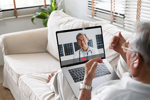 Patient receiving patient care at home.